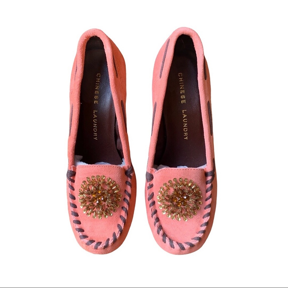 Chinese Laundry coral suede cammie stilettos